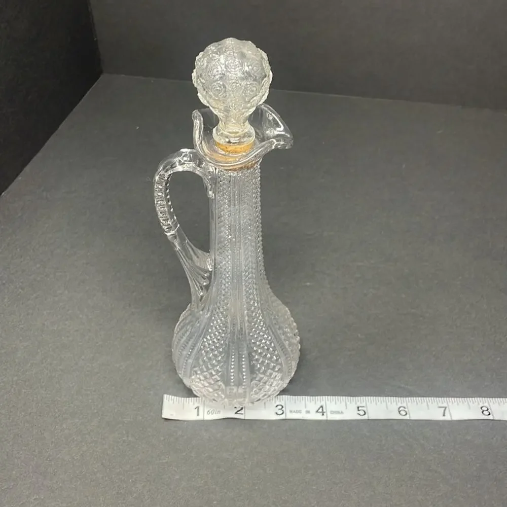 Vintage Cut Glass Cruet with Cork Stopper ~ American Brilliant Period 1876-1917